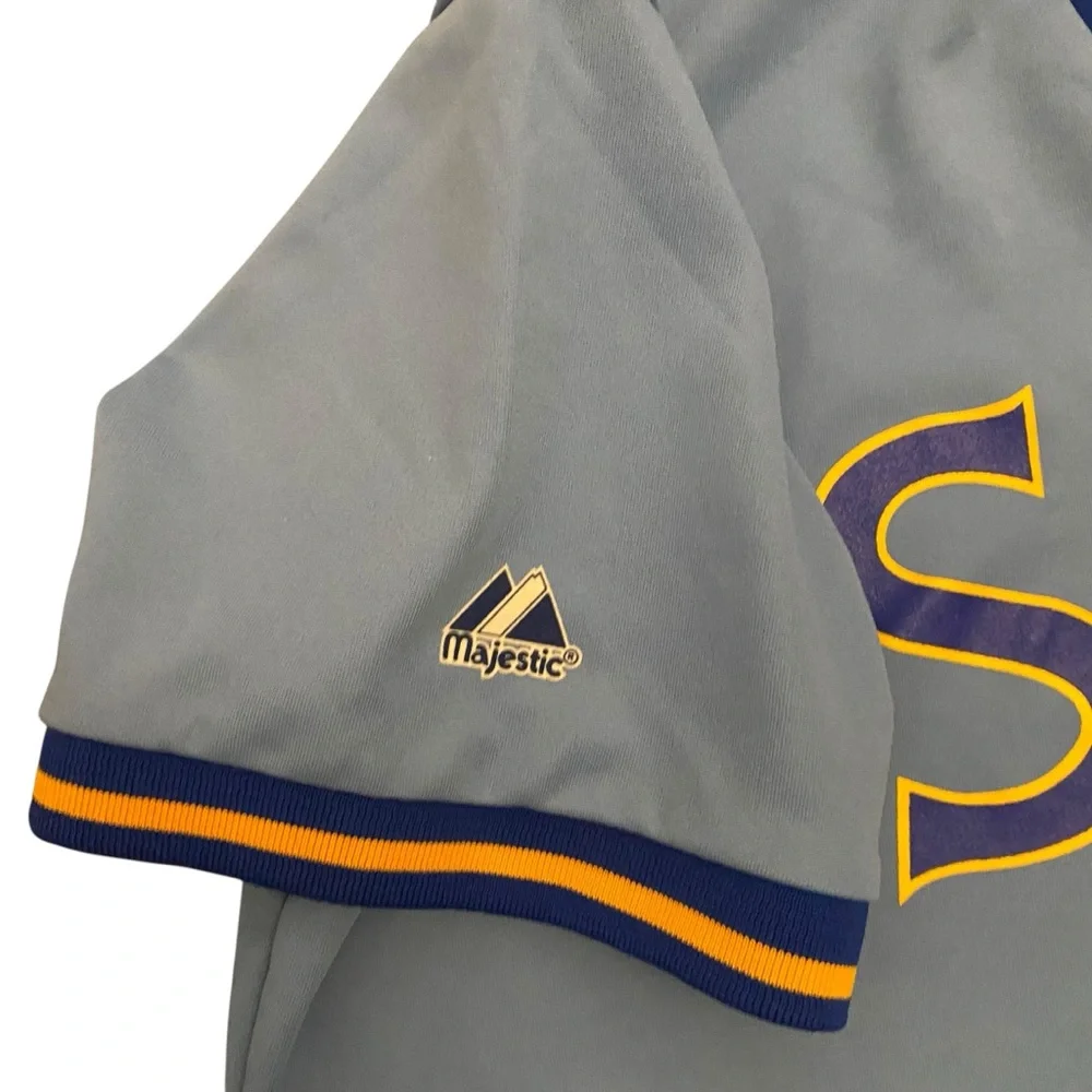 Majestic Seattle Mariners Cooperstown Collection Retro Jersey XL Baby Blue Y2K - Picture 5 of 10